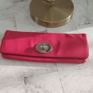 Coach Vintage Madeline Fold Over Slim Clutch In Bright Pink
